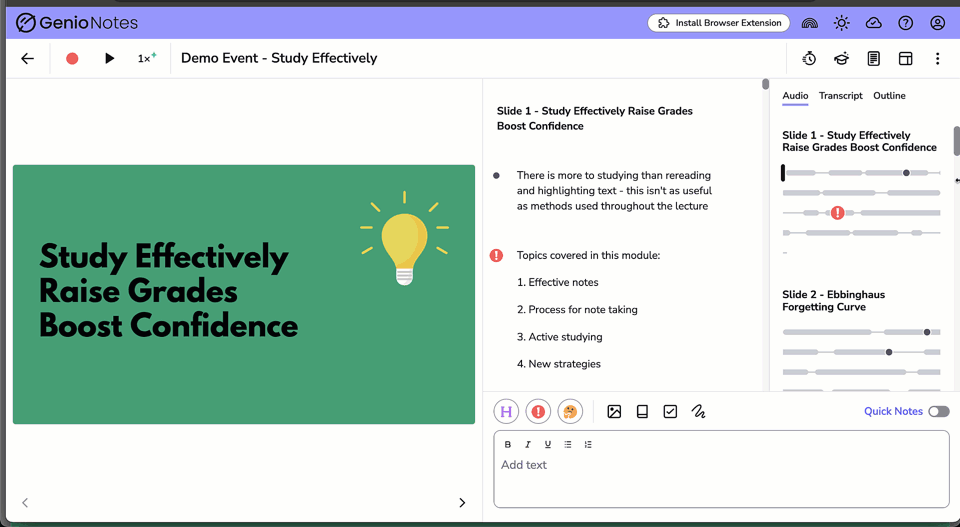 GIF showing Genio's responsive design, adjusting the view based on how wide the tab is.