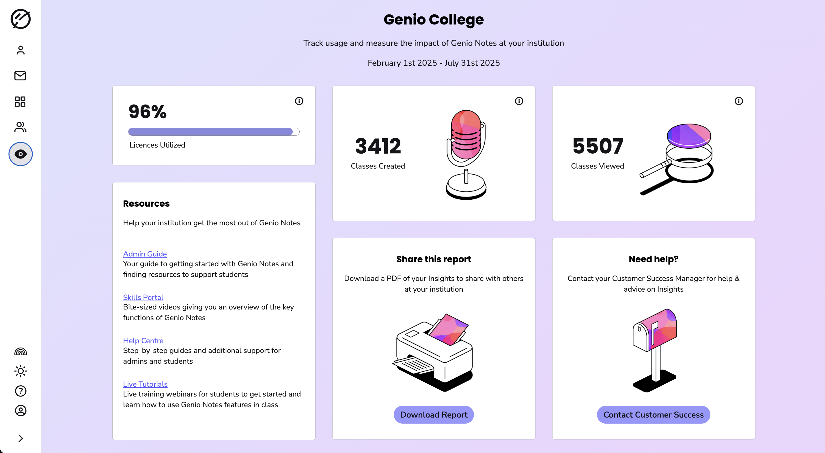 Image showing the insights page
