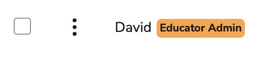 Image showing a user with the Faculty Admin tag against their name.