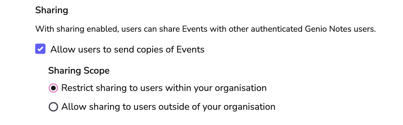 Image showing Admin Options where you can enable sharing on the Org account