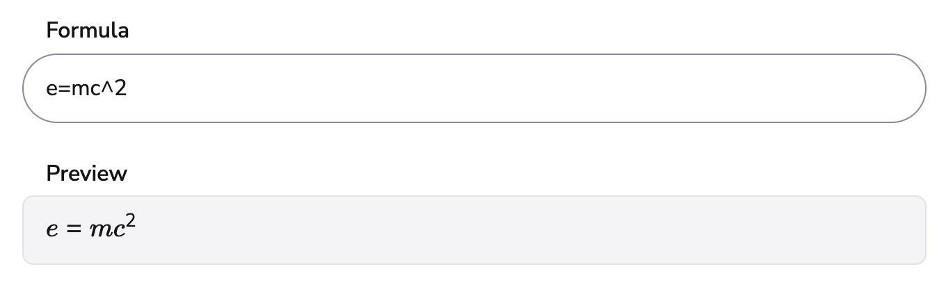 Example formula of e equals m c squared