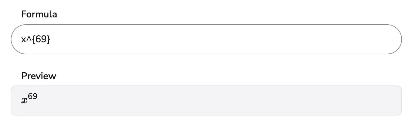 Example formula of a power with two digits