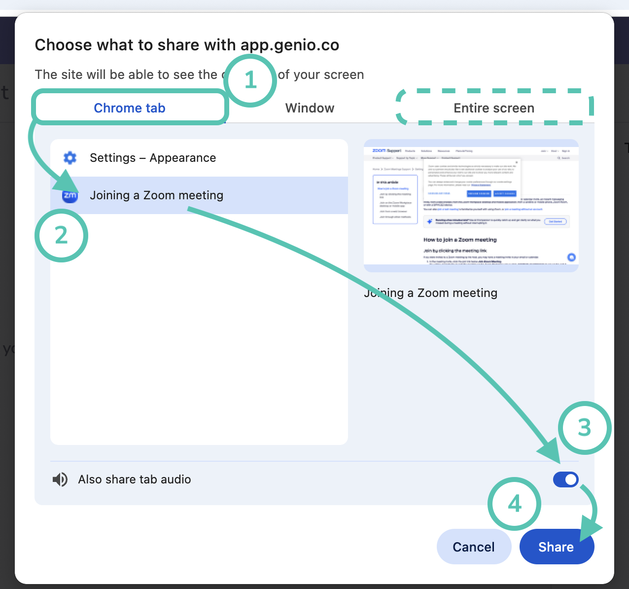 Image showing the audio set in Chrome