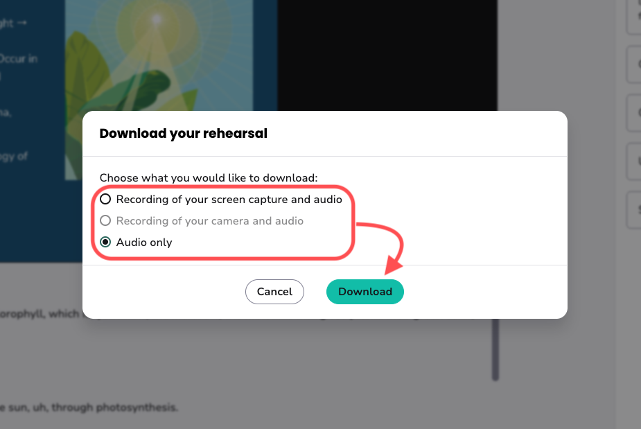 the image highlights the download options 