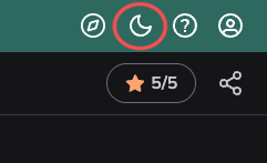 image highlights the moon icon in the top right corner