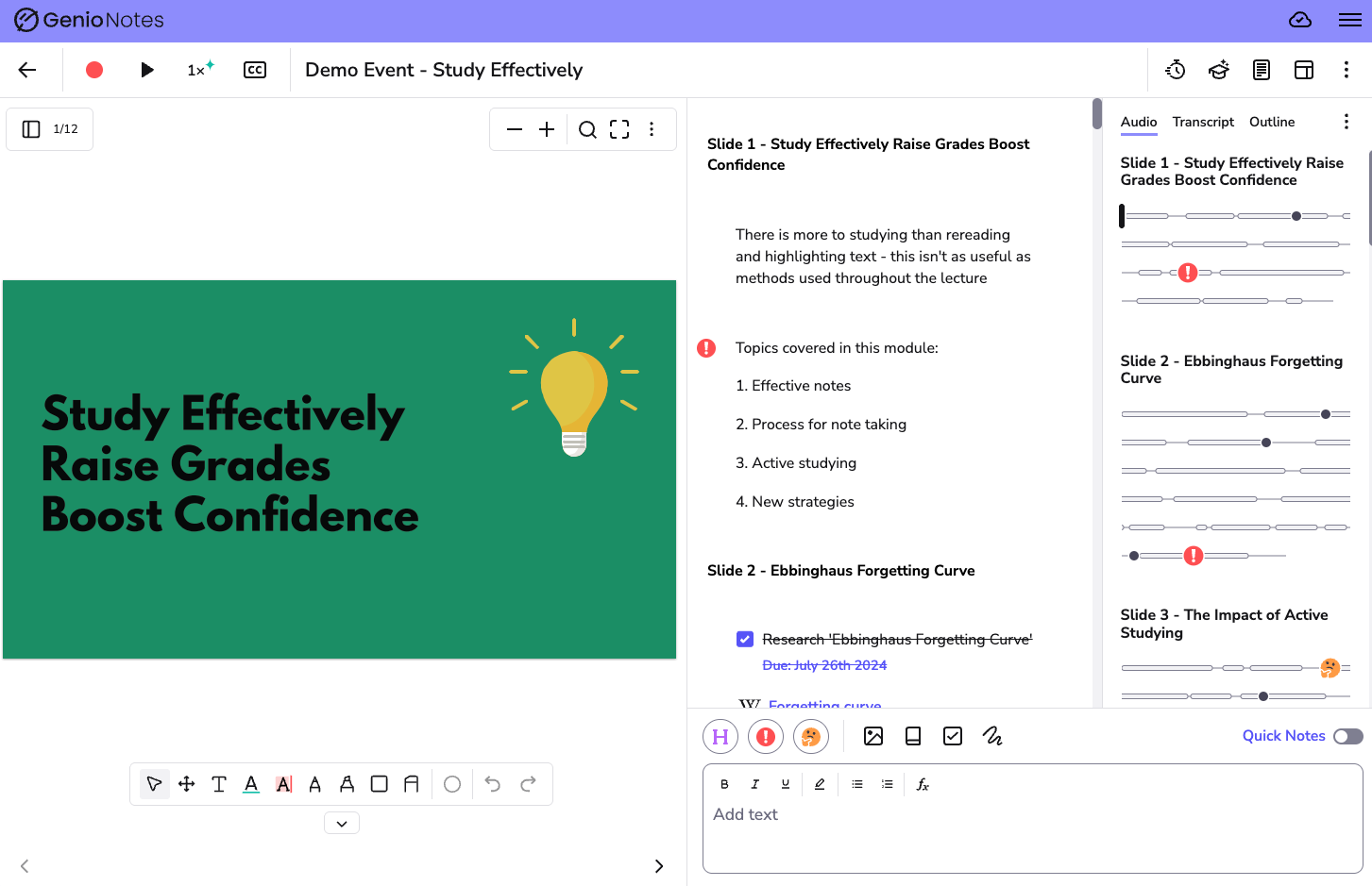 image shows the demo event downloaded