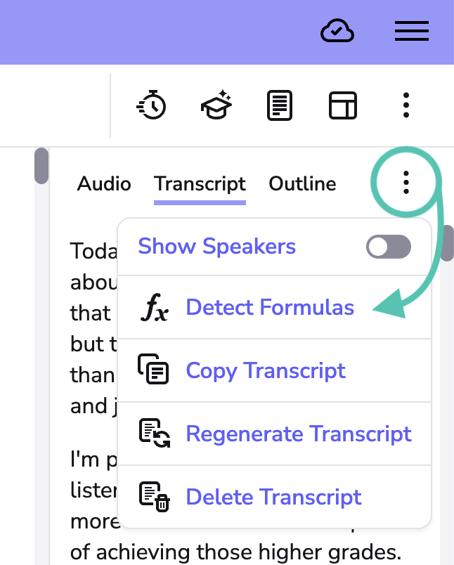 image highlights the 'detect formula' option in the drop down menu