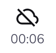 Image showing an icon of a cloud with a line through it. Plus a time stamp.