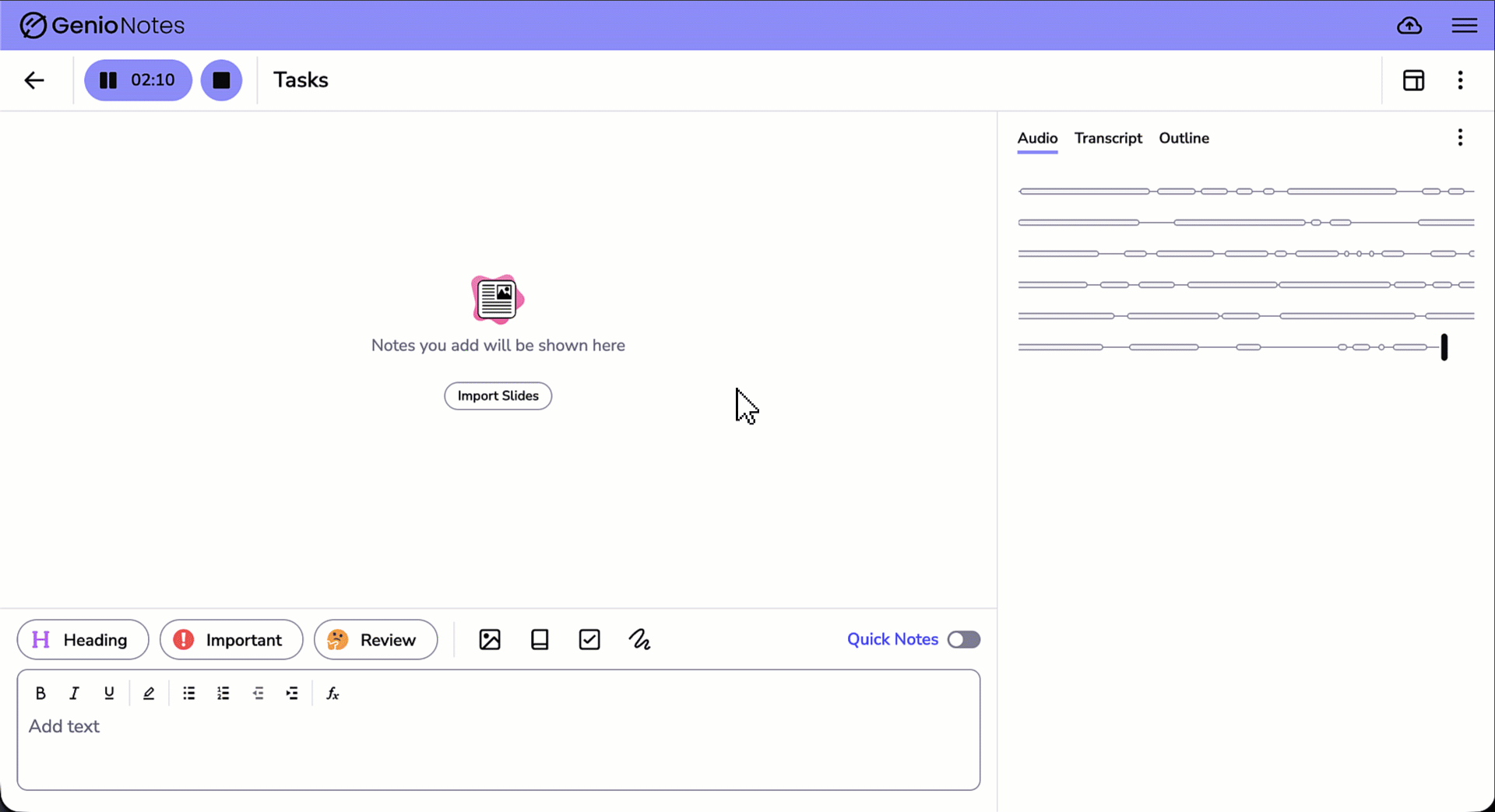 GIF showing adding a task with a due date.