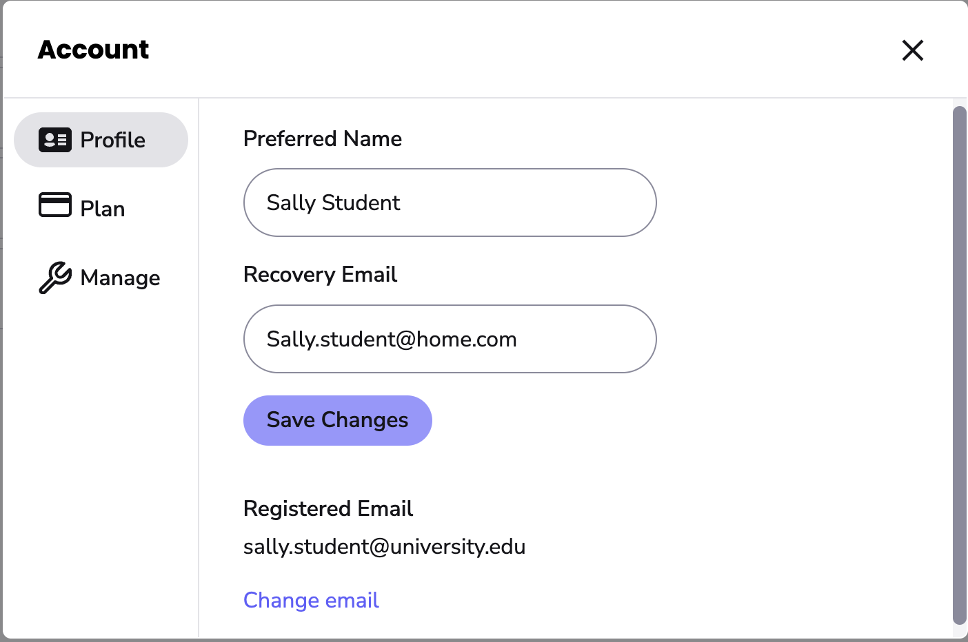 Image showing the Profile tab