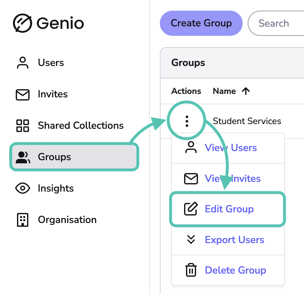 Image showing Group Tab, Edit group highlighted.