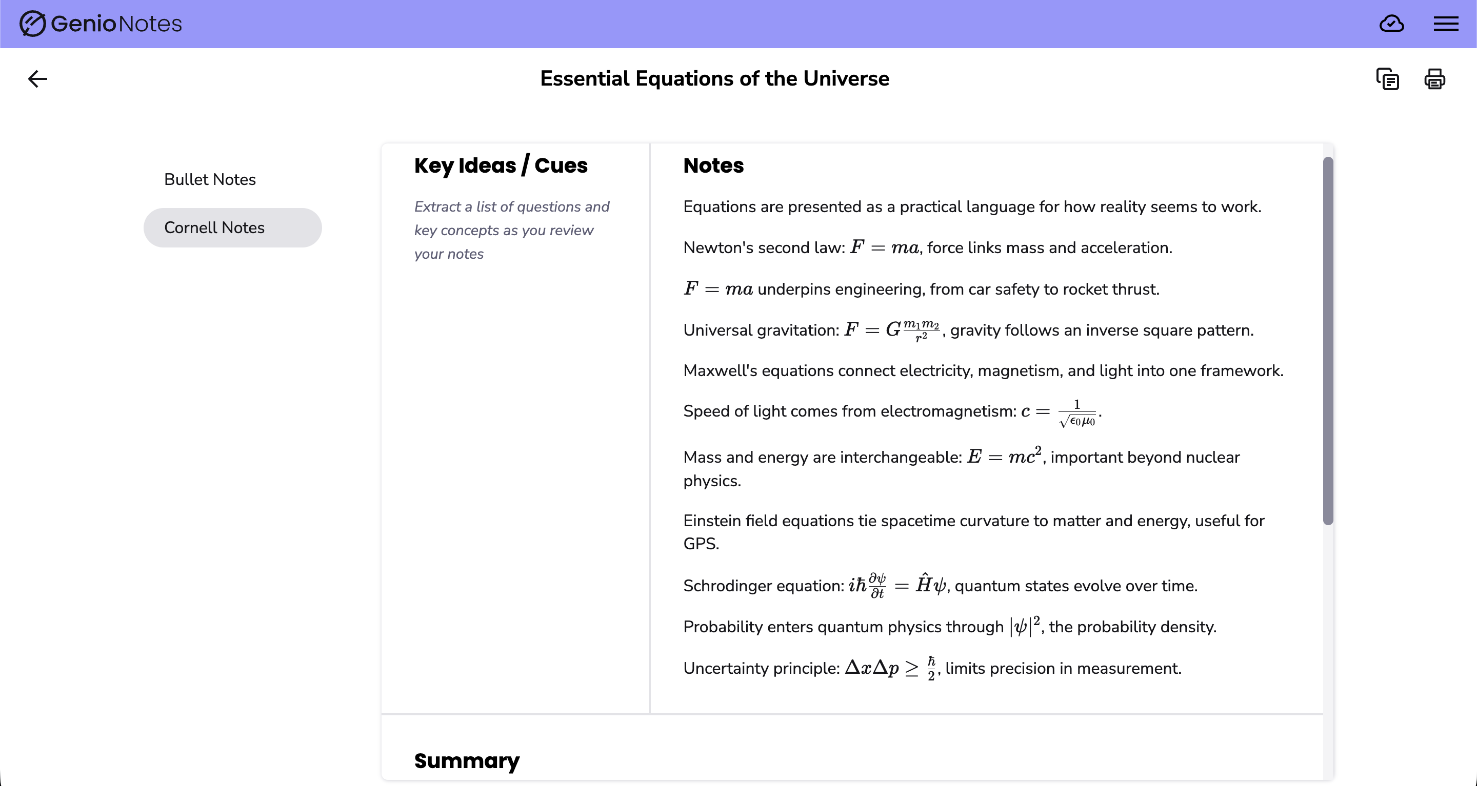 Study Notes with Cornell Notes shown.