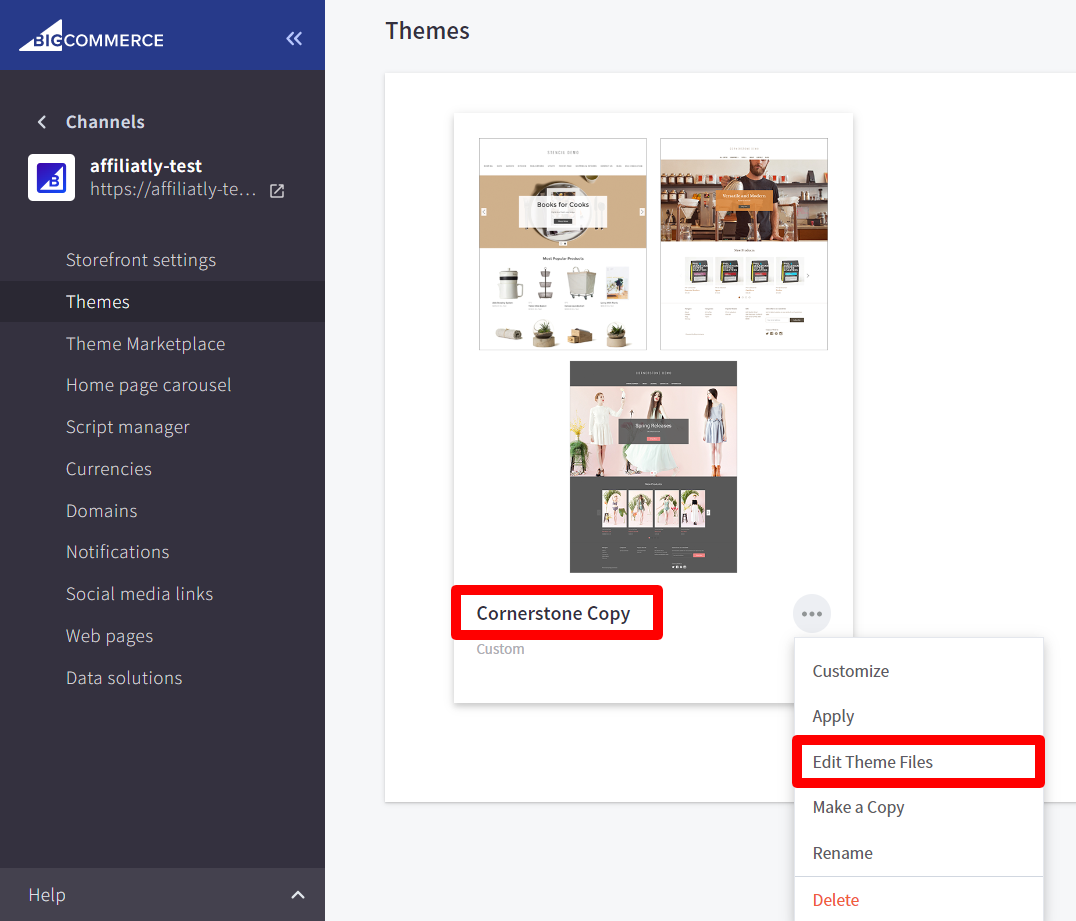 BigCommerce edit theme files