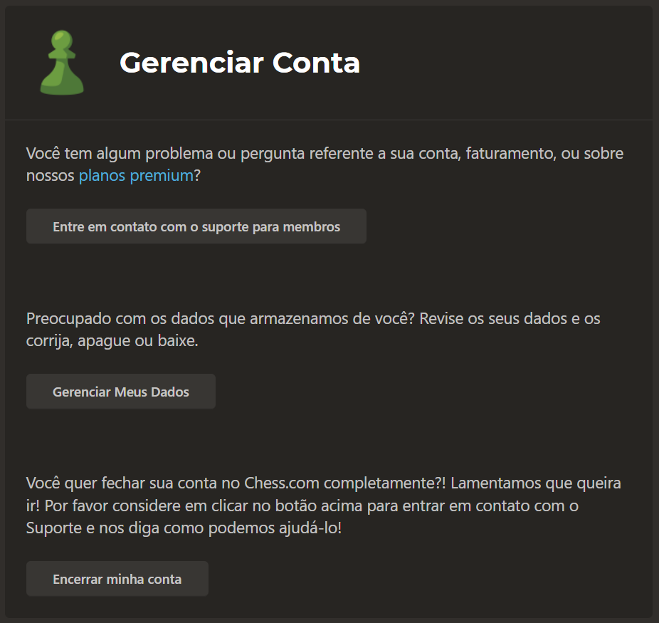 Como posso encerrar minha conta? - Chess.com Suporte e Perguntas Frequentes