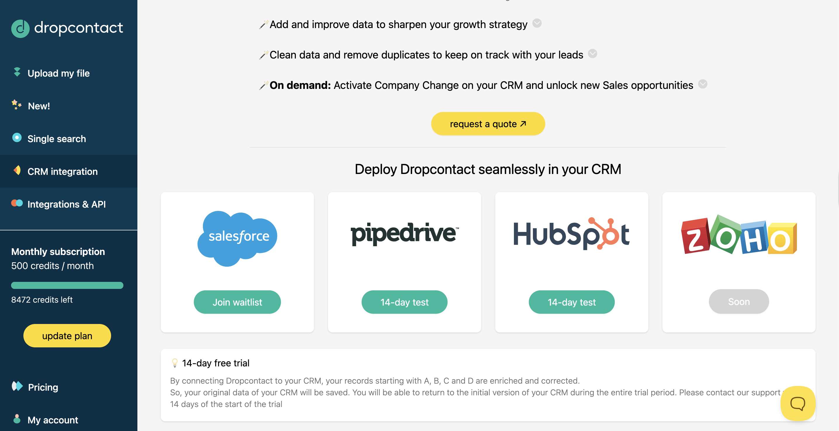Launch a test in your CRM