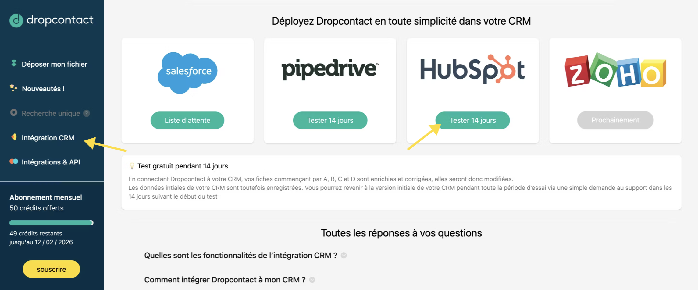 Dropcontact CRM Integration