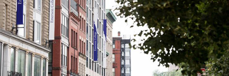 Emerson College signs on buildings