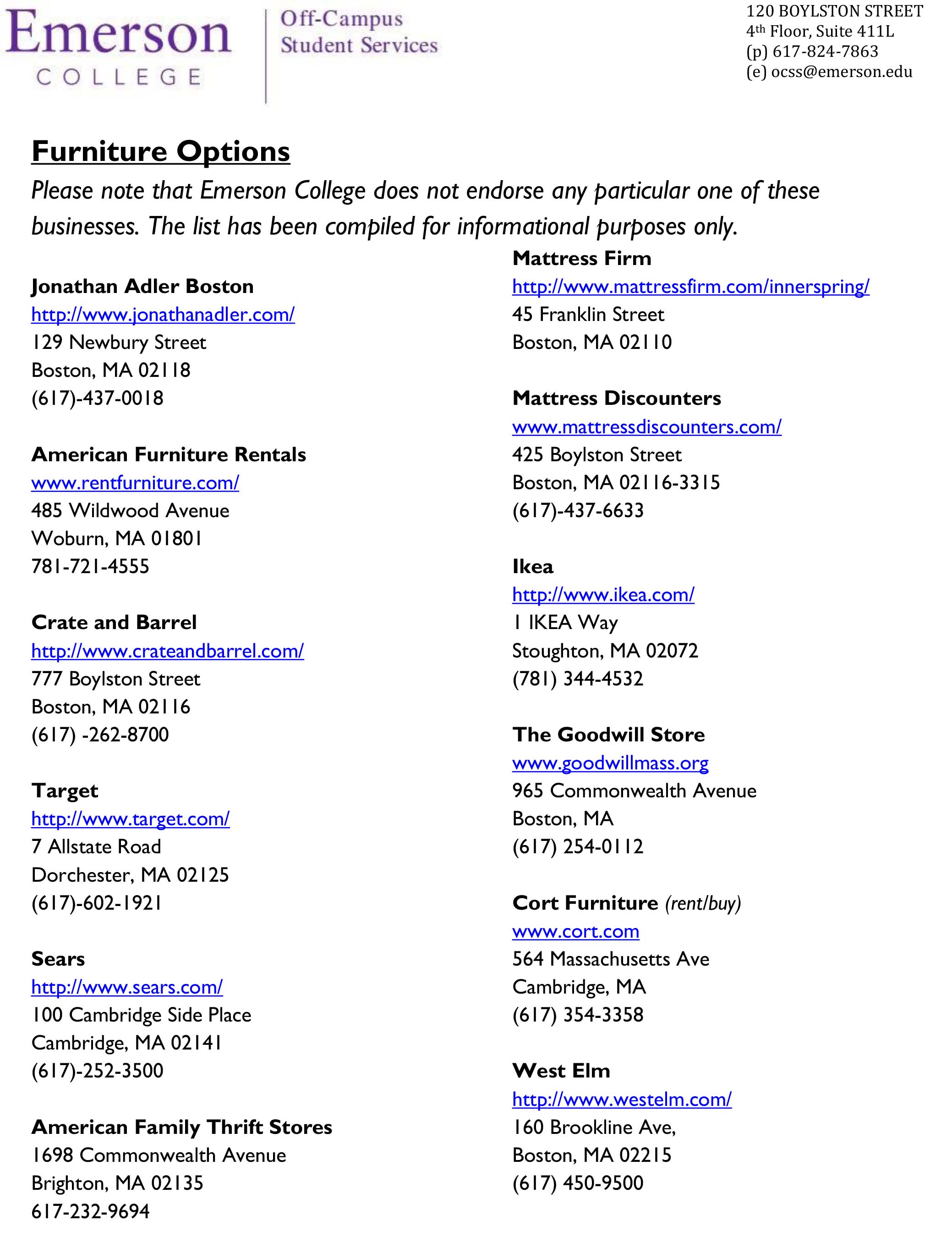 Furniture referrals list PDF