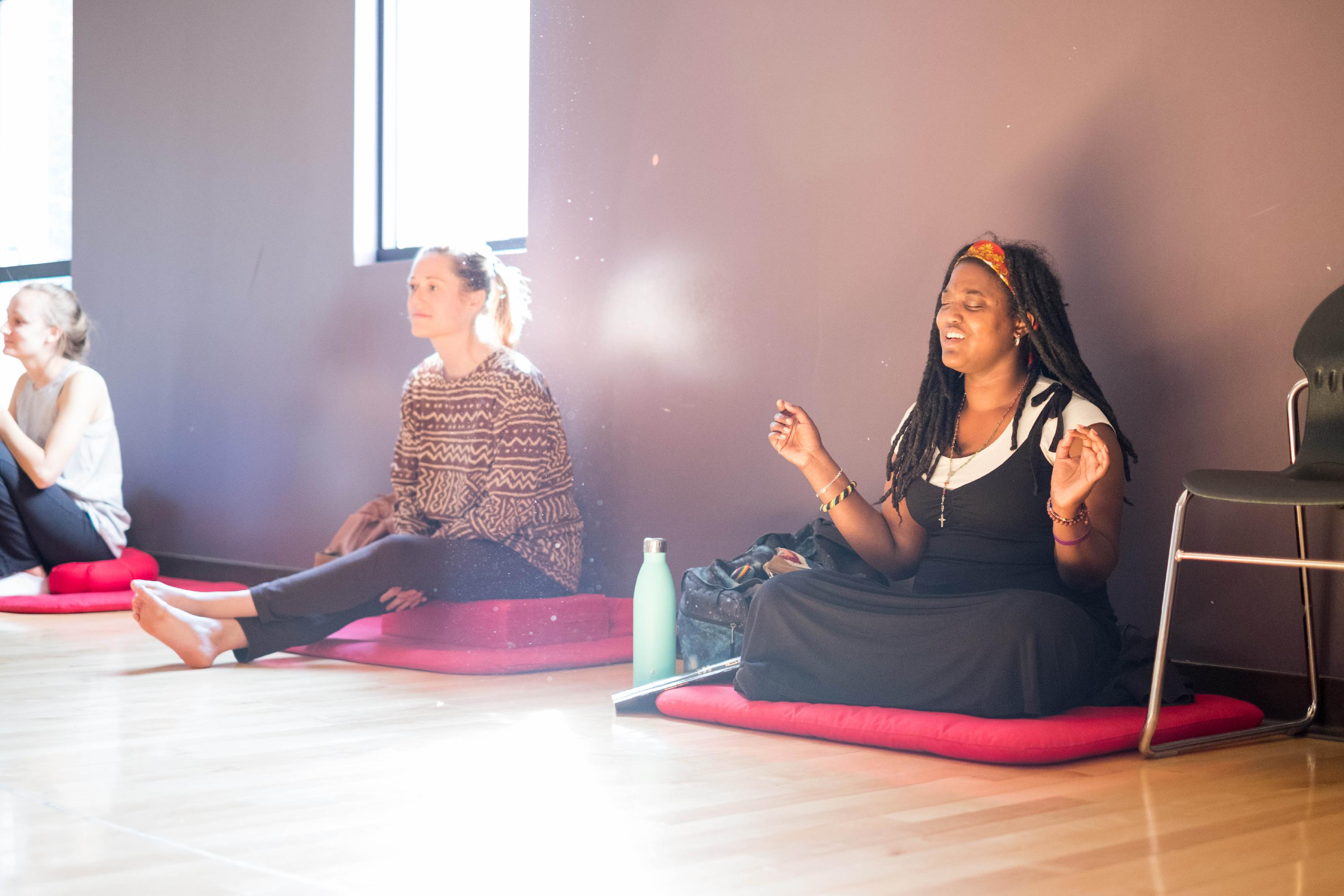 Naropa students meditating 