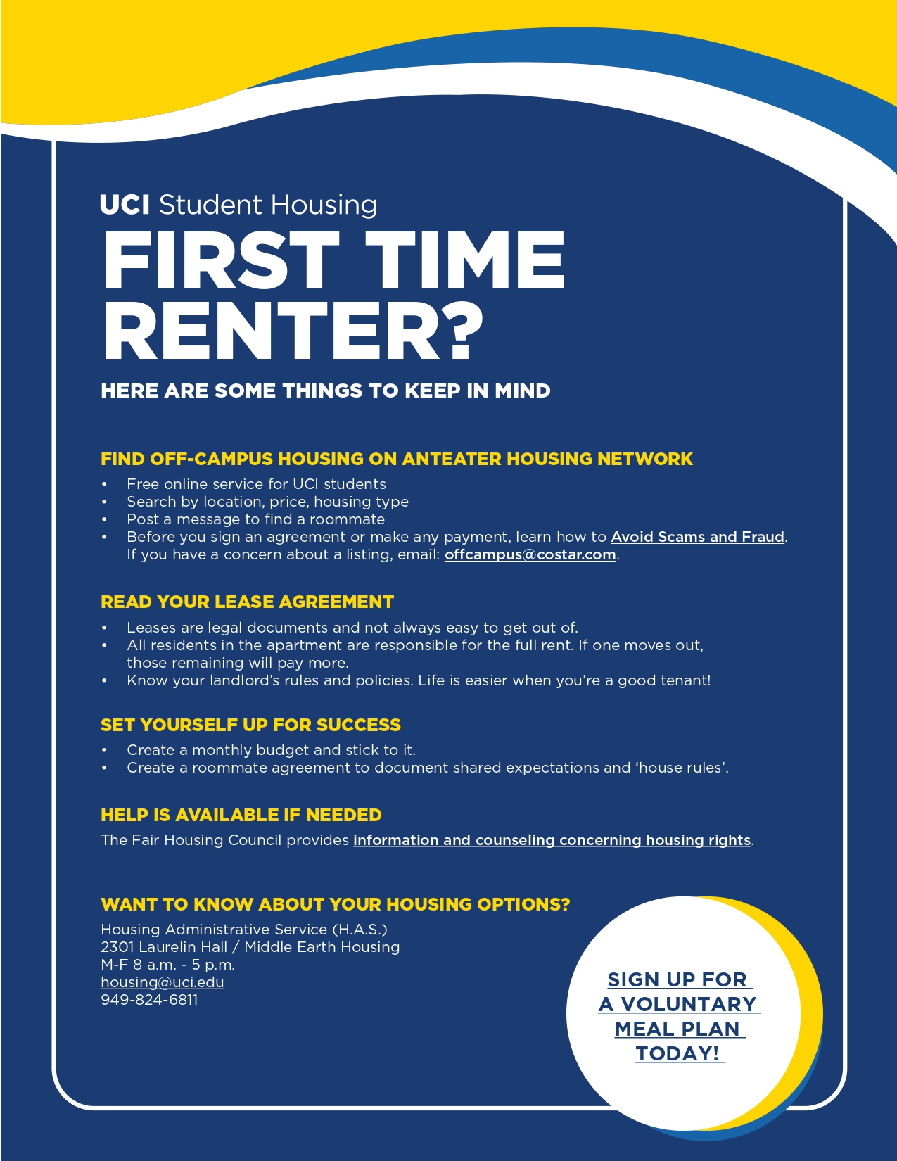 UCI tips for first time renters