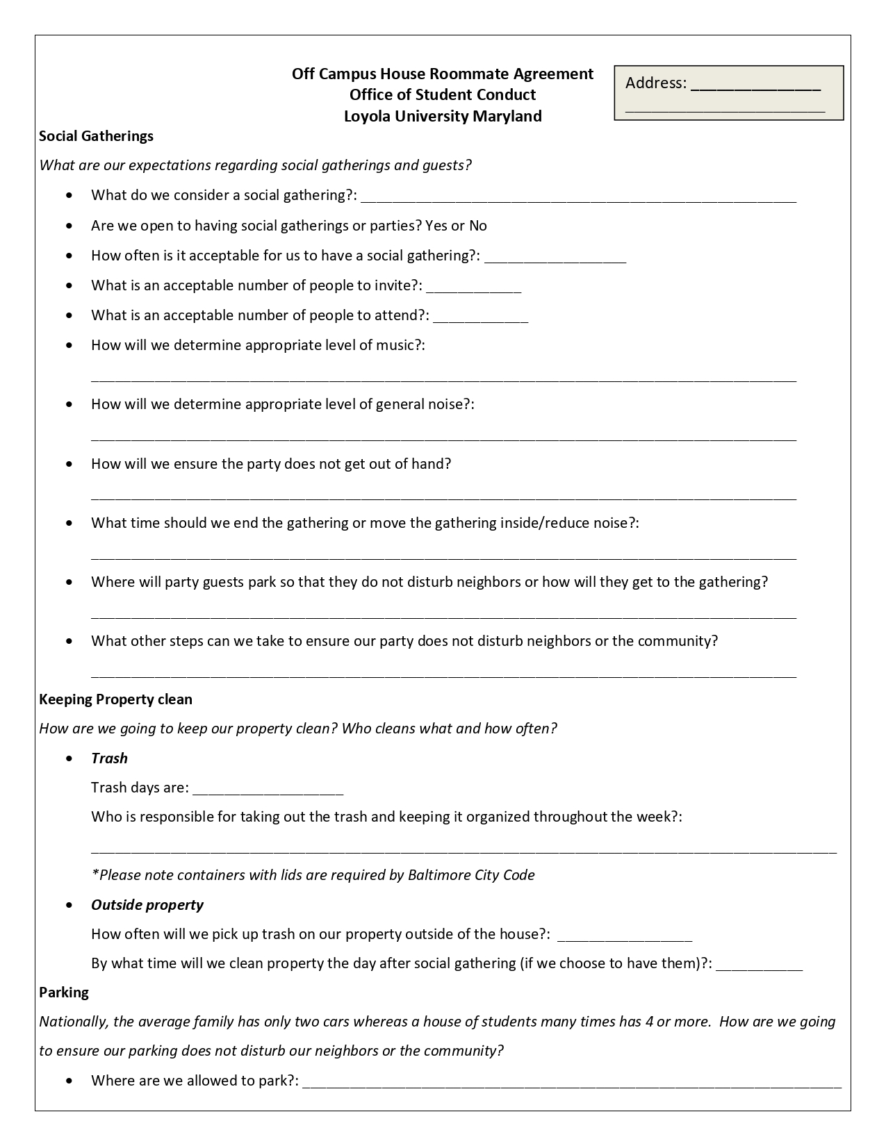 roommate agreement