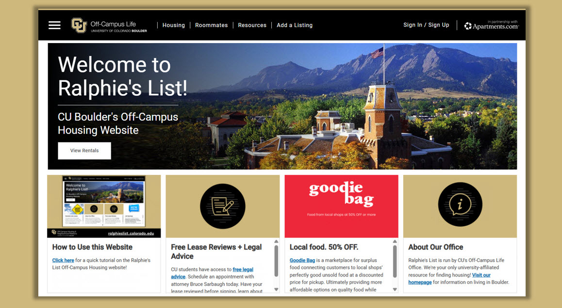 Ralphie's List website homepage