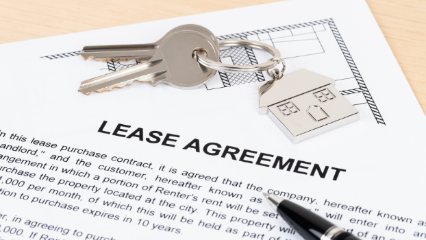 Close up of paper lease agreement
