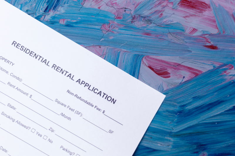 Close up shot of printed residential rental application. 