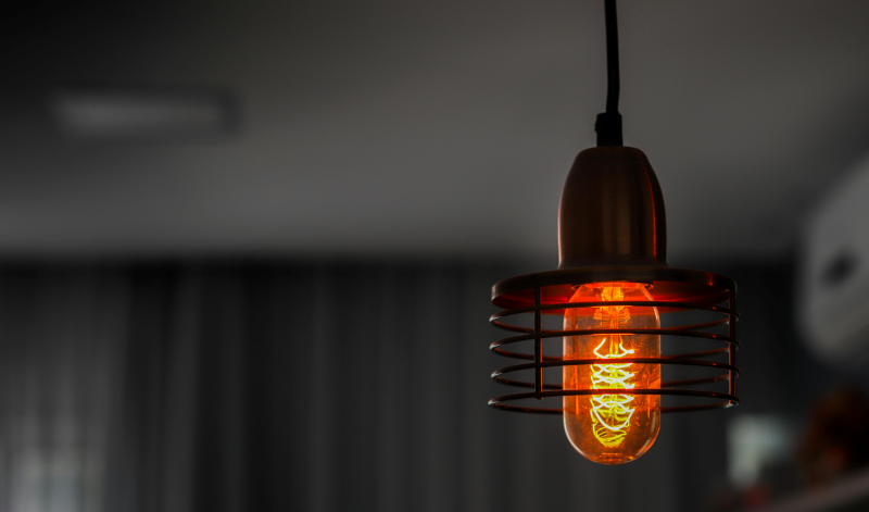 Glowing vintage Edison bulb pendant.