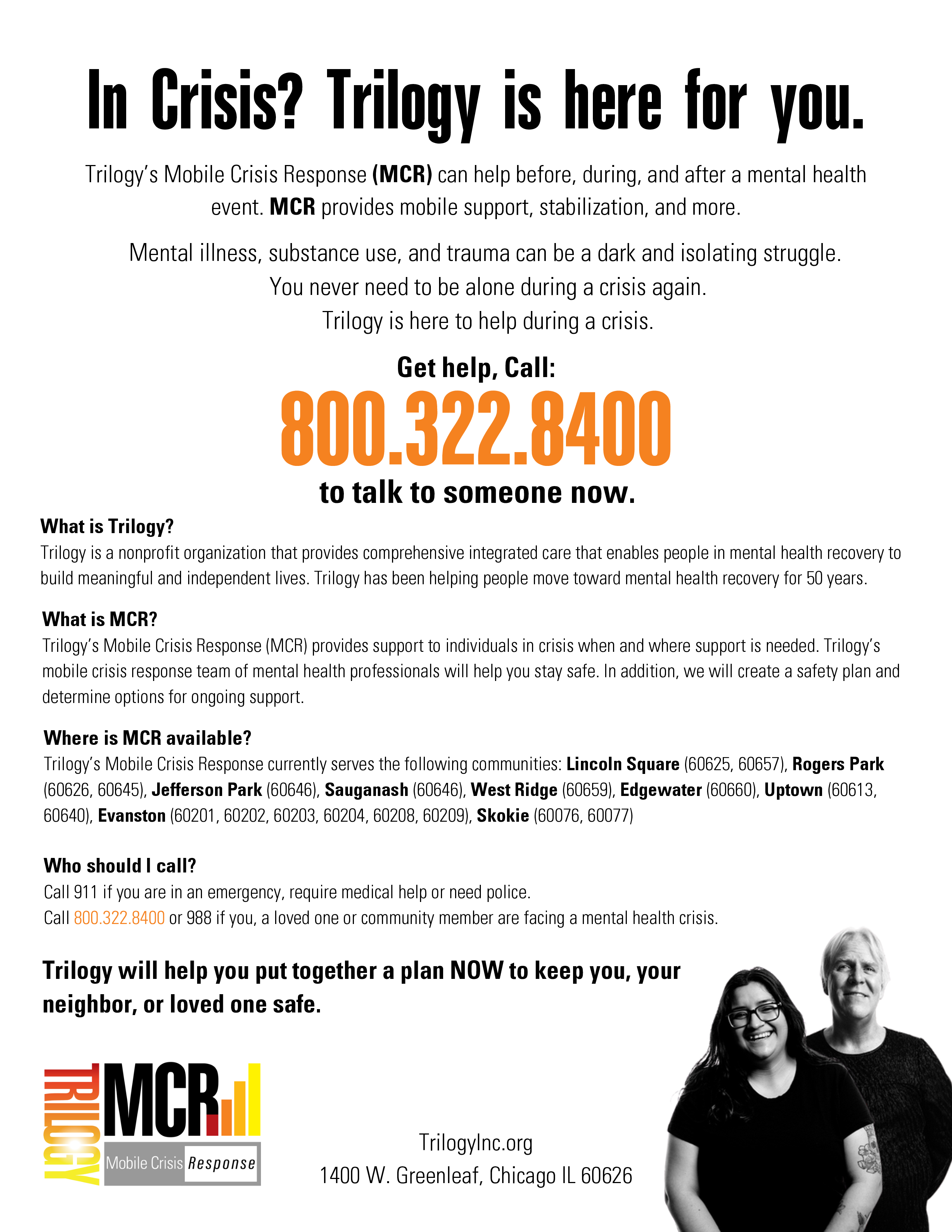 Trilogy Mobile Response Crisis Team informational flyer