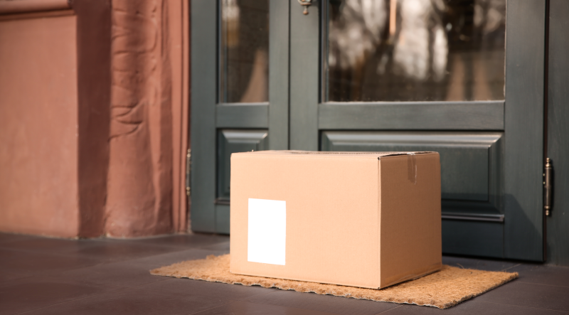 Box sitting on front porch.
