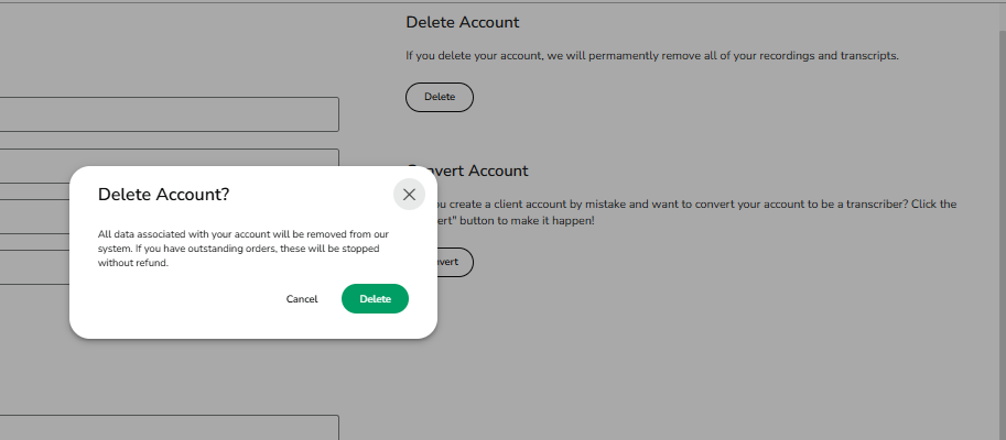 TM Support/HelpScout/Screenshots/2026 Prep Walkthroughs for New Portal/Non Company CP Usage/NP Account Profile Delete Account button warning 2026.pgn