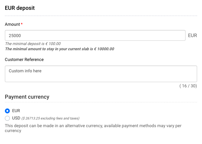 Deposit form