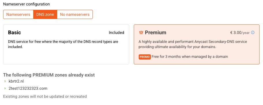 Refresh your cart after creating DNS zone