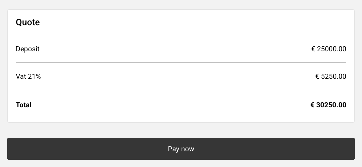 Generated pro forma invoice
