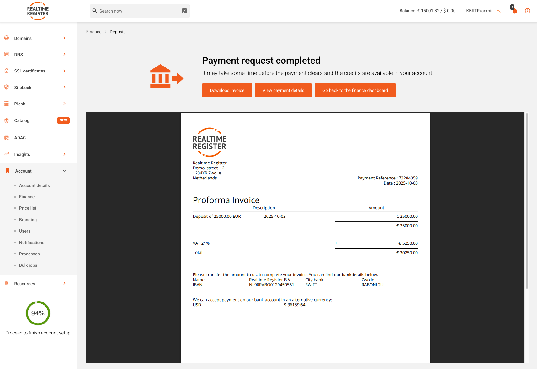 Invoice overview