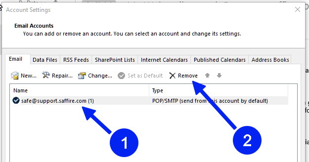 outlook account settings change from pop3 to imap