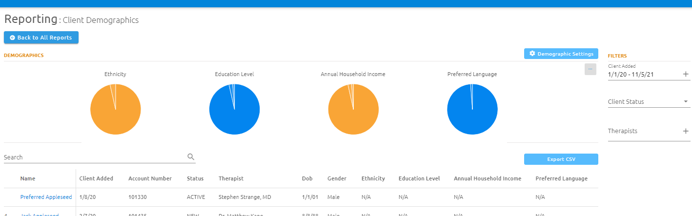 Customizable Client Demographics and Reports - TherapyAppointment ...