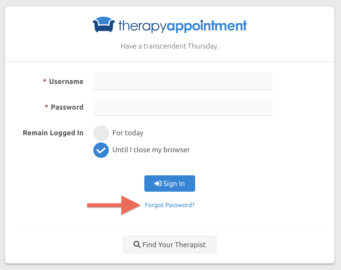 Reset Password Any System User TherapyAppointment Support Center