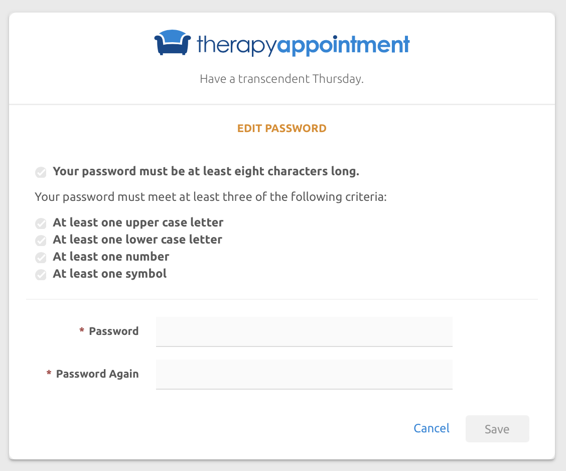 Reset Password Any System User TherapyAppointment Support Center