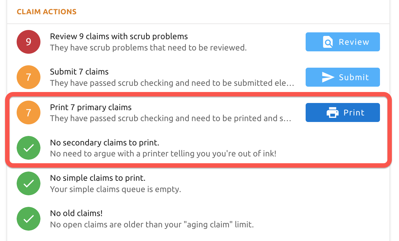 Printing Claims Alignment TherapyAppointment Support Center