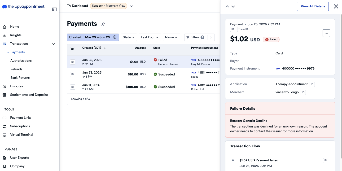 View Credit Card Transactions in your Card Processor Portal