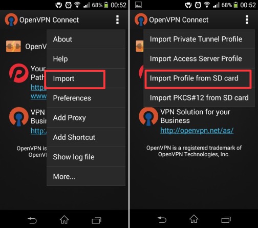 download the new for android OpenVPN Client 2.6.6