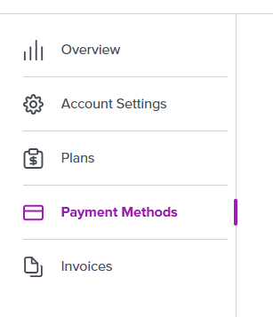 Select Payment Methods from the sidebar on the left