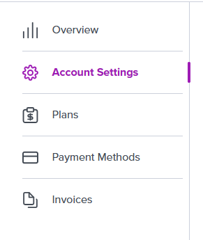 Select Account Settings from the sidebar on the left.