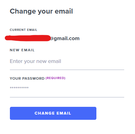 Enter your new email address and your password.