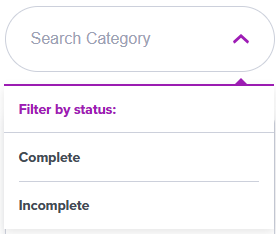 Filter by status - Complete or Incomplete
