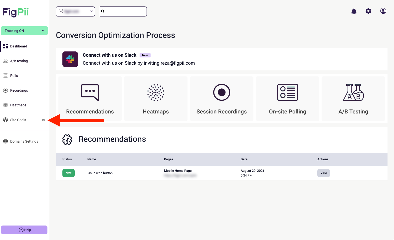 FigPii Dashboard Goals