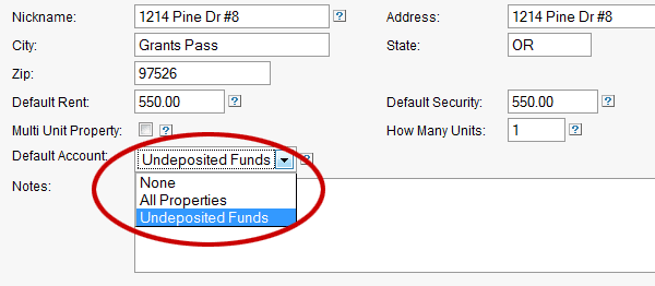 Assigning Undeposited Funds Ledger to a Property
