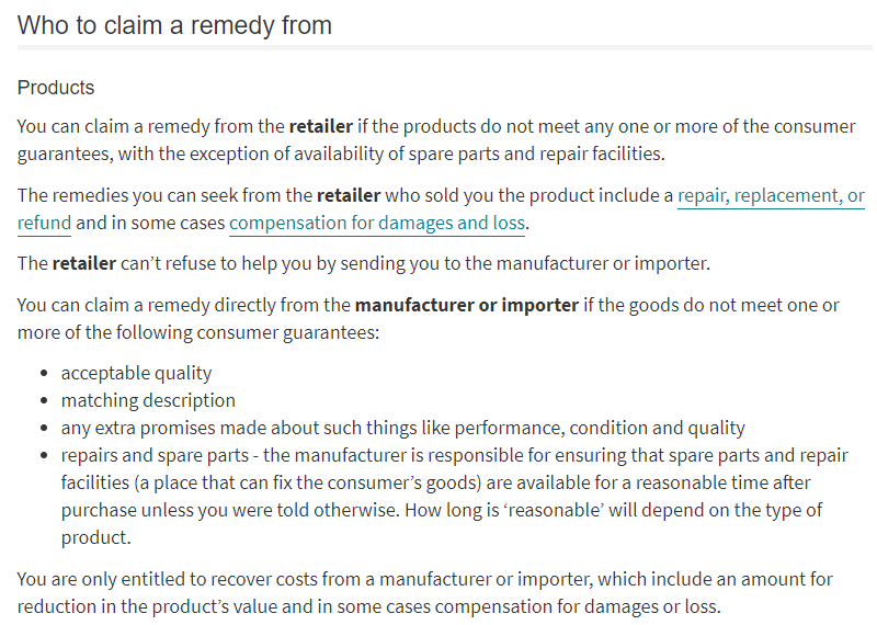 CONSUMER GUARANTEES A GUIDE FOR CONSUMERS kbase